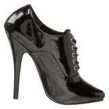 Envernizado 15 cm DOMINA-460 scarpin oxford de amarrar preto
