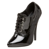 Envernizado 15 cm DOMINA-460 scarpin oxford de amarrar preto