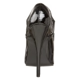Envernizado 15 cm DOMINA-460 scarpin oxford de amarrar preto