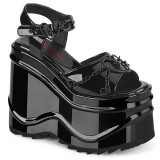 Envernizado 15 cm DemoniaCult WAVE-09 lolita sandálias de cunha plataforma