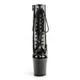 Envernizado 18 cm RADIANT-1020 botinha femininos com cadarco salto alto