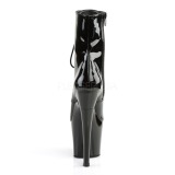 Envernizado 18 cm RADIANT-1020 botinha femininos com cadarco salto alto