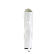 Envernizado 18 cm SKY-1020 Branco botinha femininos com cadarco salto alto