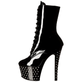 Envernizado 18 cm STARDUST-1020-7 botinha cristal plataforma salto alto