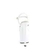 Envernizado 19 cm ENCHANT-709 branco sapatos pleaser de salto alto