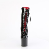 Envernizado 20 cm CRAZE-1040FH Heelless botinha saltos plataforma pony preto