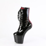 Envernizado 20 cm CRAZE-1040FH Heelless botinha saltos plataforma pony preto