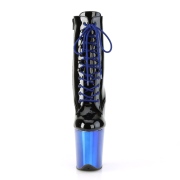 Envernizado 20 cm FLAMINGO-1020 Botinha Cano Curto Plataforma Cromo Azul