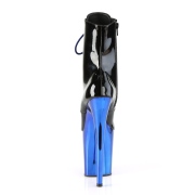 Envernizado 20 cm FLAMINGO-1020 Botinha Cano Curto Plataforma Cromo Azul
