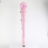 Envernizado 20 cm FLAMINGO-3028 botas longas acima do joelho com fivelas rosa