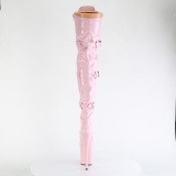 Envernizado 20 cm FLAMINGO-3028 botas longas acima do joelho com fivelas rosa