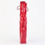 Envernizado 20 cm WORSHIP-1020 Heelless botinha saltos plataforma pony vermelho
