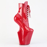 Envernizado 20 cm WORSHIP-1020 Heelless botinha saltos plataforma pony vermelho
