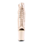 Envernizado 20 cm XTREME-1021 fetiche botinha salto alto beige