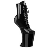 Envernizado 23 cm BEWITCHED Heelless botinha saltos plataforma pony preto