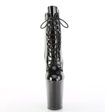 Envernizado 23 cm BEWITCHED Heelless botinha saltos plataforma pony preto
