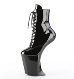 Envernizado 23 cm BEWITCHED Heelless botinha saltos plataforma pony preto