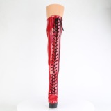 Envernizado Vermelho 15 cm DELIGHT-3029 botas altas da coxa com ataduras