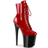 FLAMINGO-1020 20 cm bota salto alto plataforma pleaser vermelho