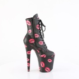 FLAMINGO-1020KISSES 20 cm bota salto alto plataforma pleaser preto