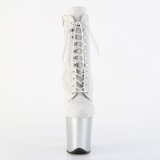FLAMINGO-1020RM 20 cm bota salto alto plataforma pleaser strass prata