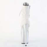 FLAMINGO-1020RM 20 cm bota salto alto plataforma pleaser strass prata