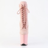FLAMINGO-1020RM 20 cm bota salto alto plataforma pleaser strass rosa