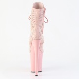 FLAMINGO-1020RM 20 cm bota salto alto plataforma pleaser strass rosa