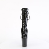 FLAMINGO-1054 - 20 cm plataforma botas saltos altos envernizado preto