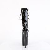 FLAMINGO-1054 - 20 cm plataforma botas saltos altos envernizado preto
