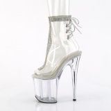 FLAMINGO - 20 cm bota salto alto plataforma pleaser strass transparente