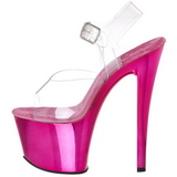 Fucsia Transparente 18 cm SKY-308 Plataforma Salto Agulha