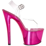 Fucsia Transparente 18 cm SKY-308 Plataforma Salto Agulha