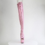 Glitter Rosa 18 cm PEEP TOE botas altas de salto alto com ataduras
