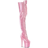 Glitter Rosa 20 cm FLAMINGO-3020GP botas altas de salto alto com ataduras