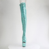 Glitter Verdes 18 cm PEEP TOE botas altas de salto alto com ataduras