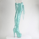 Glitter Verdes 18 cm PEEP TOE botas altas de salto alto com ataduras
