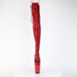 Glitter Vermelho 20 cm PEEP TOE botas altas de salto alto com ataduras
