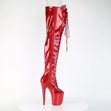 Glitter Vermelho 20 cm PEEP TOE botas altas de salto alto com ataduras