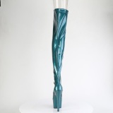Glitter verde azulado 18 cm PEEP TOE botas altas de salto alto com ataduras