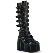 Holograma 14 cm SWING-815 plataforma botas alternativo com fivelas preto