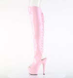 Holograma 18 cm ADORE-3019HWR botas acima do joelho dedo aberto com cadarco rosa
