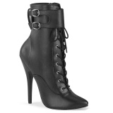 Imitação Couro 15 cm DOMINA-1023 fetiche botinha salto alto preto
