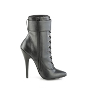 Imitação Couro 15 cm DOMINA-1023 fetiche botinha salto alto preto