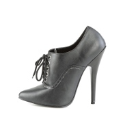 Imitação Couro 15 cm DOMINA-460 scarpin oxford de amarrar preto