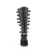 Imitação de couro 14 cm demoniacult botas plataforma da coxa bezerro largos