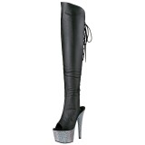 Imitação de couro 18 cm BEJEWELED-DM-7 Botas Altas Plataforma Pedra Cristal