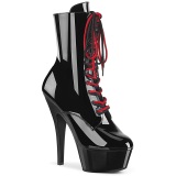 KISS-1020 - 15 cm plataforma botas saltos altos envernizado preto