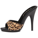 Leopardo 13 cm Fabulicious POISE-501FUR tamancos de salto alto