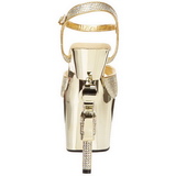 Ouro 18 cm Pleaser REVOLVER-709G Saltos Altos Cromo Plataforma